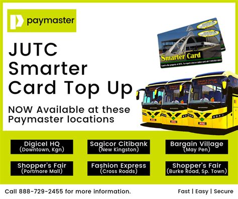 smarter card top up locations|Get your JUTC Bus card TopUp done .